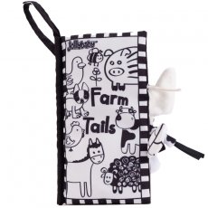 Jolly Baby Książeczka z ogonkami Black and white farm animal tail cloth book EN